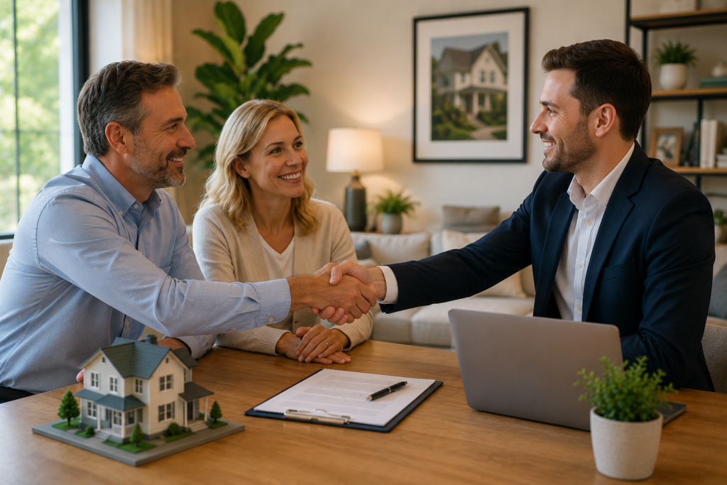 real estate agreement discussion in an office